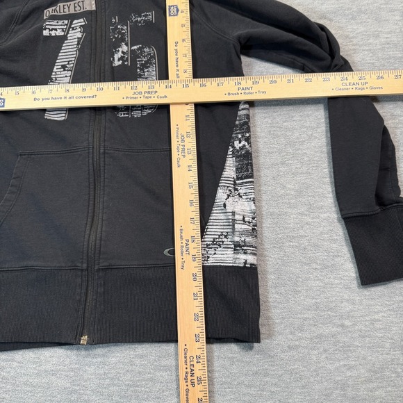 Oakley Hoodie Women Medium Black Full Zip Graphic 76 Logo Urban y2k - Picture 2 of 6